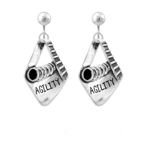 Dog Agility A-Frame and Tunnel, Earrings In Sterling Silver