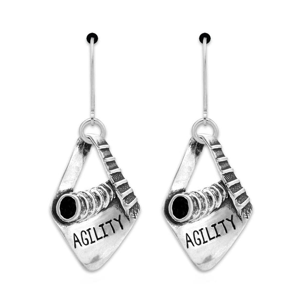 Dog Agility A-Frame and Tunnel, Earrings In Sterling Silver