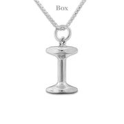 Dumbbell Necklace Pendant In Sterling Silver