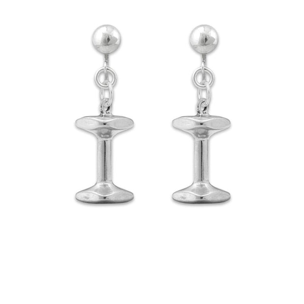 Dumbbell Earrings In Sterling Silver