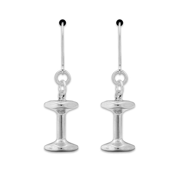 Dumbbell Earrings In Sterling Silver