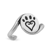 Sterling Silver Paw Print Toe Ring, Etched In My Heart