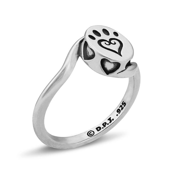 Sterling Silver Paw Print Ring, Etched In My Heart