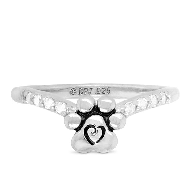 VIP Paw Print CZ Ring