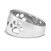 Sterling Silver Wide Band Paw Ring