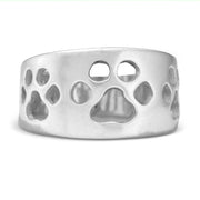 Sterling Silver Wide Band Paw Ring