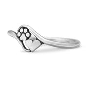 Popular Paw Print and Heart Ring, Sterling Silver Close To My Heart Ring