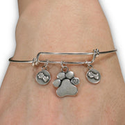 Personalized Heart and Paw Print Charm Bracelet, Sterling Silver Close To My Heart Bracelet