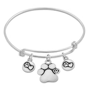 Personalized Heart and Paw Print Charm Bracelet, Sterling Silver Close To My Heart Bracelet