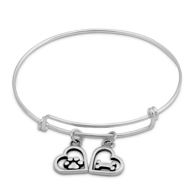 Adjustable Paw Print Bracelet, Sterling Silver Must Be Love Bracelet