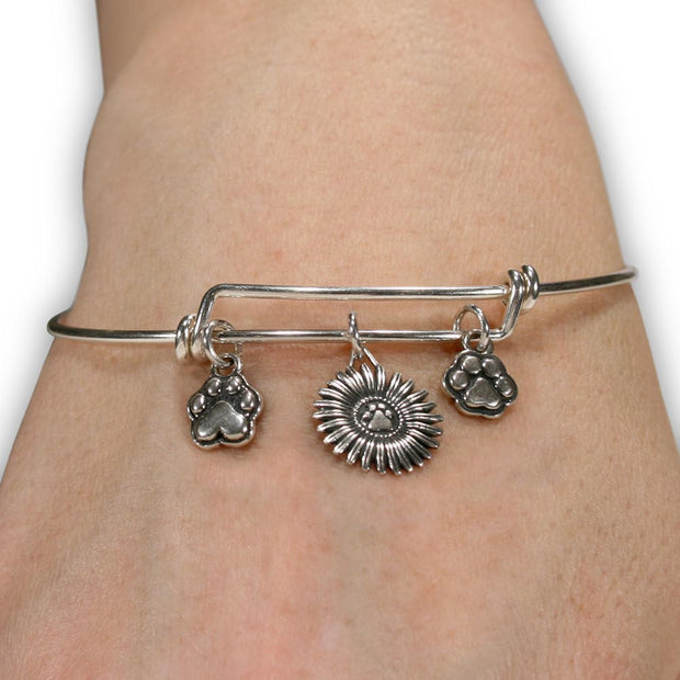 Paw Print Bracelet, Sterling Silver Pitter Patter Paws Charm Bracelet