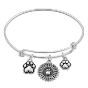 Paw Print Bracelet, Sterling Silver Pitter Patter Paws Charm Bracelet