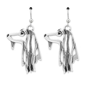 Afghan Hound Earrings Head Design in Sterling Silver in French Hook.