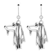 Afghan Hound Earrings Head Design in Sterling Silver in Leverback.