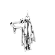 Afghan Hound Pendant Head Design in Sterling Silver.