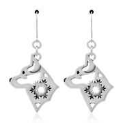 Alaskan Klee Kai Earrings Head Design in Sterling Silver in Leverback.