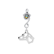 American Staffordshire Terrier Pendant Head Design with Crystal in Sterling Silver.