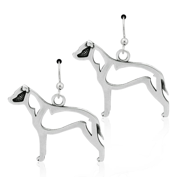 American Staffordshire Terrier Earrings Body Design in Sterling Silver in French Hook.