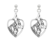 Australian Shepherd Heart Earrings in Sterling Silver