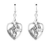 Australian Shepherd Heart Earrings in Sterling Silver