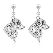 Australian Shepherd Clip-On Earrings Head Design in Sterling Silver.