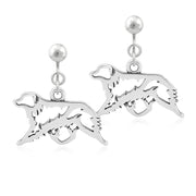 Australian Shepherd Clip-On Earrings Gaiting Body Design in Sterling Silver.