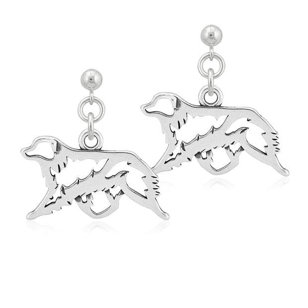 Sterling silver gaiting Australian Shepherd earrings dangle post style, Handcrafted Australian Shepherd gifts for dog owners, Head study designed to breed standard