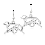 Australian Shepherd Earrings Gaiting Body Design in Sterling Silver in French Hook.