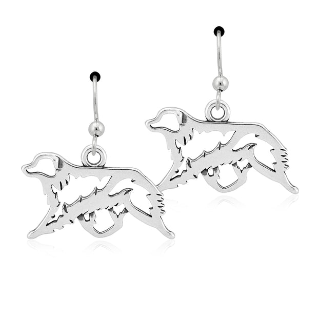 Australian Shepherd Earrings Gaiting Body Design in Sterling Silver in French Hook.