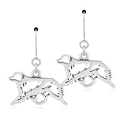 Australian Shepherd Earrings Gaiting Body Design in Sterling Silver in Leverback.