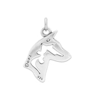 Basenji Pendant Head Design in Sterling Silver Back Side View.