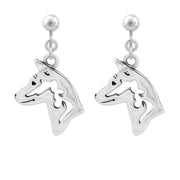 Basenji Clip-On Earrings Head Design in Sterling Silver.