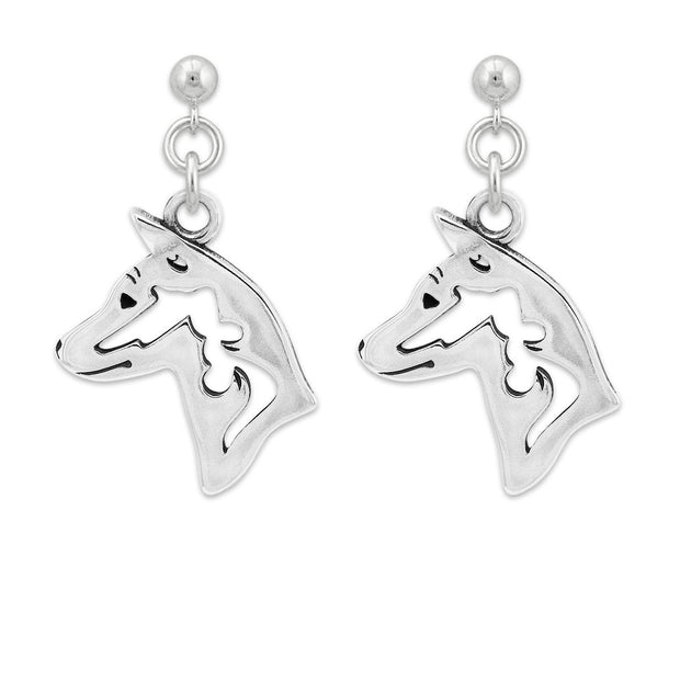 Basenji Earrings Head Design in Sterling Silver in Dangle Post.