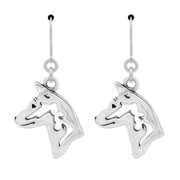 Basenji Earrings Head Design in Sterling Silver in Leverback.