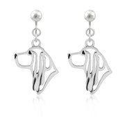 Sterling silver Basset Hound earrings clip-on style, Unique Basset Hound gifts for dog lovers, Head study designed to breed standard