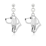 Sterling silver Basset Hound earrings dangle post style, Handcrafted Basset Hound gifts for dog owners, Head study designed to breed standard