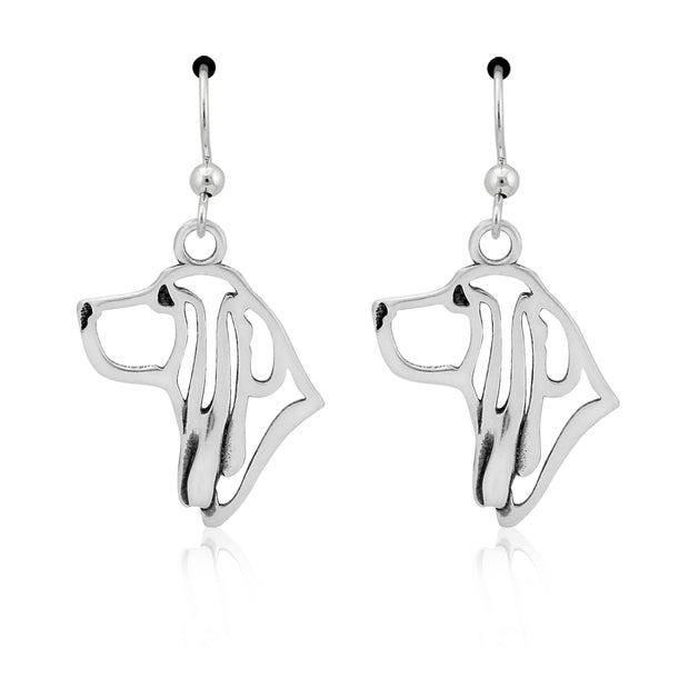 Sterling silver Basset Hound earrings french hook style, Handcrafted Basset Hound gifts for dog moms, Head study designed to breed standard