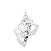 Bearded Collie Pendant Head Design in Sterling Silver Back Side View.