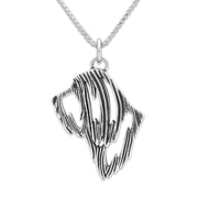 Bearded Collie Necklace Head Design in Sterling Silver on Box Chain.