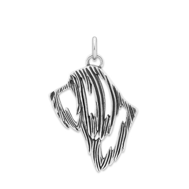 Bearded Collie Pendant Head Design in Sterling Silver.