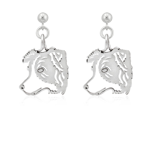 Border Collie Earrings in Sterling Silver