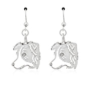 Border Collie Earrings Head Design in Sterling Silver in French Hook.