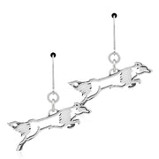 Border Collie Earrings Jumping Body Design in Sterling Silver in Leverback.