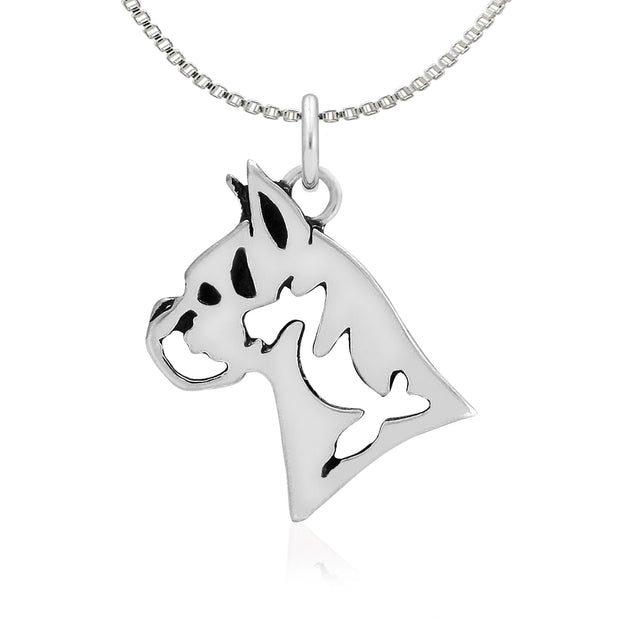 Boxer Pendant Necklace in Sterling Silver