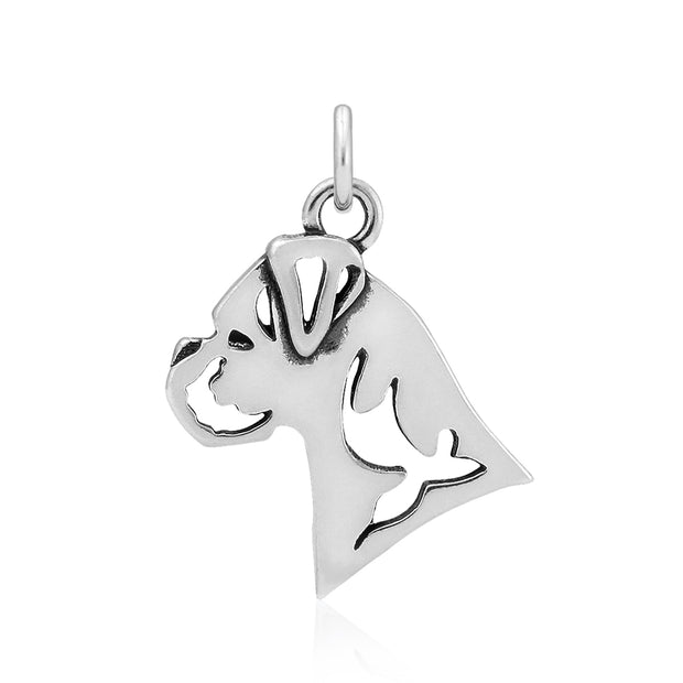 Boxer Necklace Charm in Sterling Silver