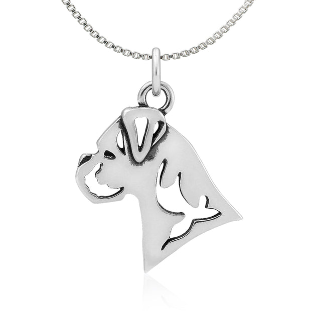 Boxer Necklace Charm in Sterling Silver