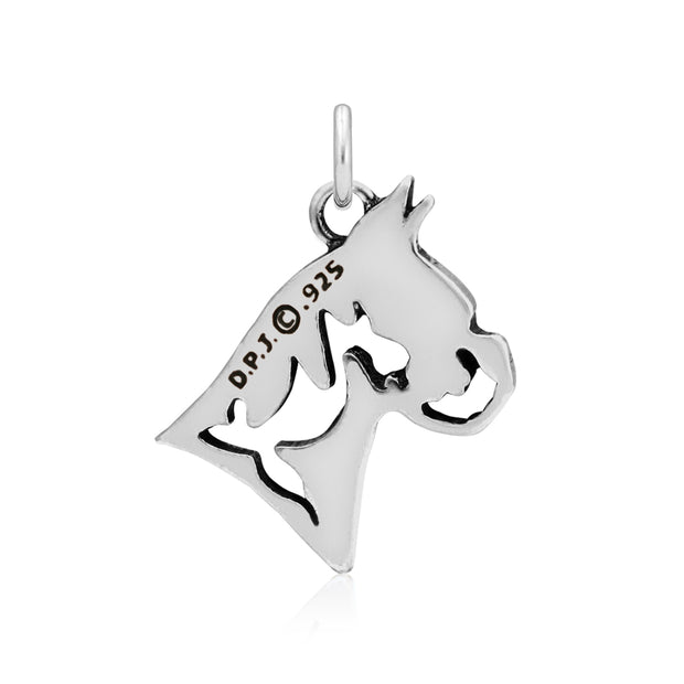 Boxer Pendant Head Design in Sterling Silver Back Side View.