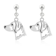 Brittany Spaniel Clip-On Earrings Head Design in Sterling Silver.