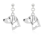 Brittany Spaniel Earrings Head Design in Sterling Silver in Dangle Post.