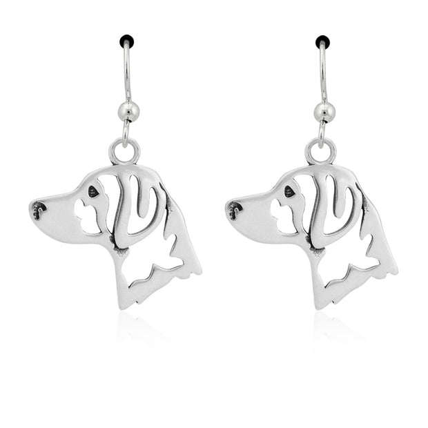 Brittany Spaniel Earrings Head Design in Sterling Silver in French Hook.